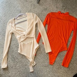 Two fashion nova bodysuits